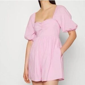 Abercrombie & Fitch Light Pink Puff Sleeve Romper